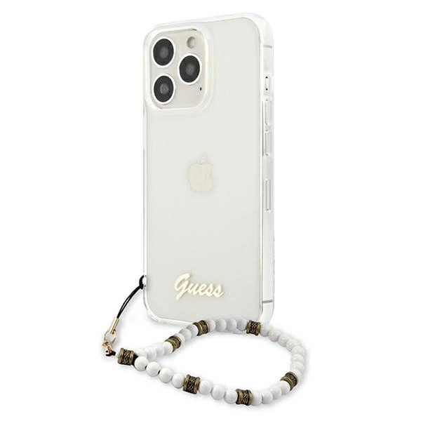Guess GUHCP13LKPSWH iPhone 13 Pro / 13 6.1" Transparent Hardcase White Pearleng