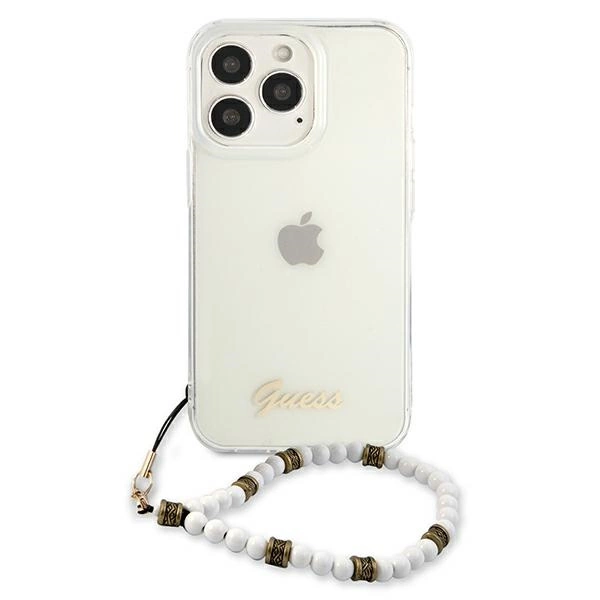 Guess GUHCP13LKPSWH iPhone 13 Pro / 13 6.1" Transparent Hardcase White Pearleng