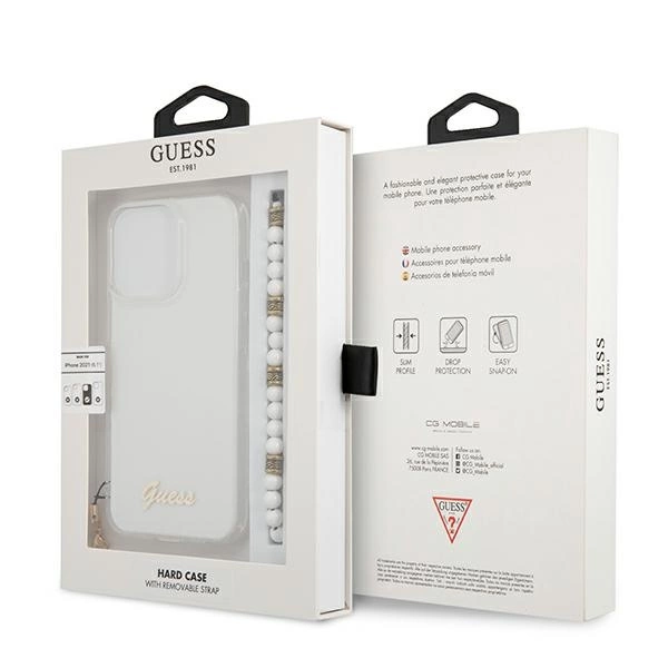 Guess GUHCP13LKPSWH iPhone 13 Pro / 13 6.1" Transparent Hardcase White Pearleng