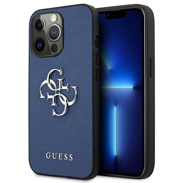 Guess GUHCP13LSA4GSBL iPhone 13 Pro / 13 6,1" niebieski/blue hardcase Saffiano 4G Metal Logoeng