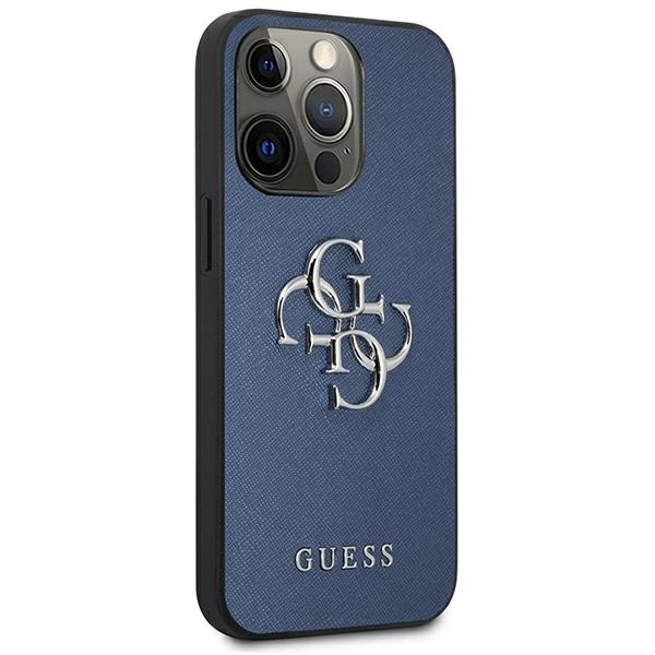 Guess GUHCP13LSA4GSBL iPhone 13 Pro / 13 6,1" niebieski/blue hardcase Saffiano 4G Metal Logoeng