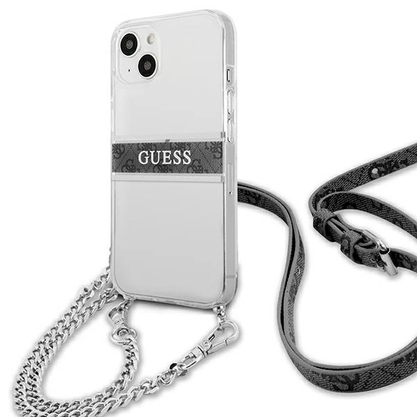 Guess GUHCP13SKC4GBSI iPhone 13 mini 5.4" Transparent hardcase 4G Gray Strap Silver Chaineng
