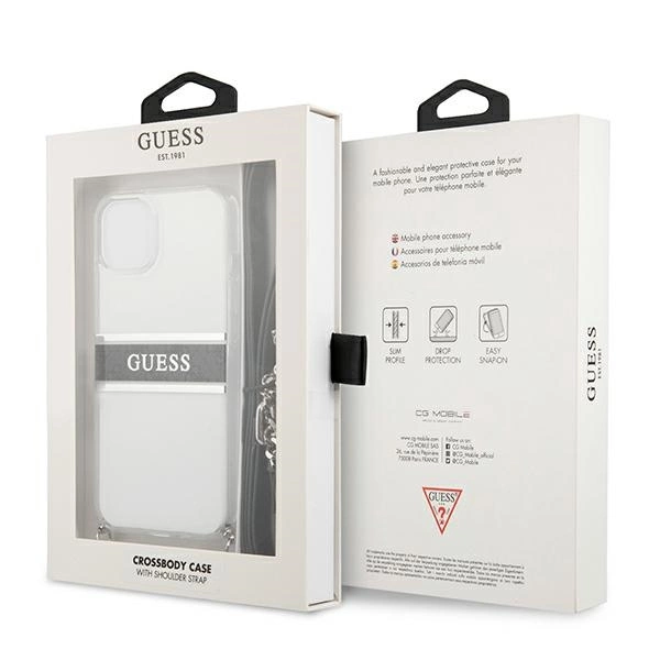 Guess GUHCP13SKC4GBSI iPhone 13 mini 5.4" Transparent hardcase 4G Gray Strap Silver Chaineng
