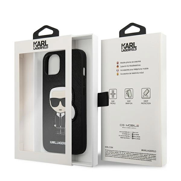 Karl Lagerfeld KLHCP13SOKPK iPhone 13 mini 5,4" czarny/black hardcase Saffiano Ikonik Karl`s Patcheng