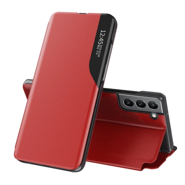Eco Leather View Case elegant case with a flip cover and stand function for Samsung Galaxy S22 + (S22 Plus) redeng