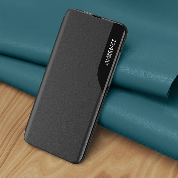 Eco Leather View Case elegant case with a flip cover and stand function for Samsung Galaxy S22 + (S22 Plus) blackeng