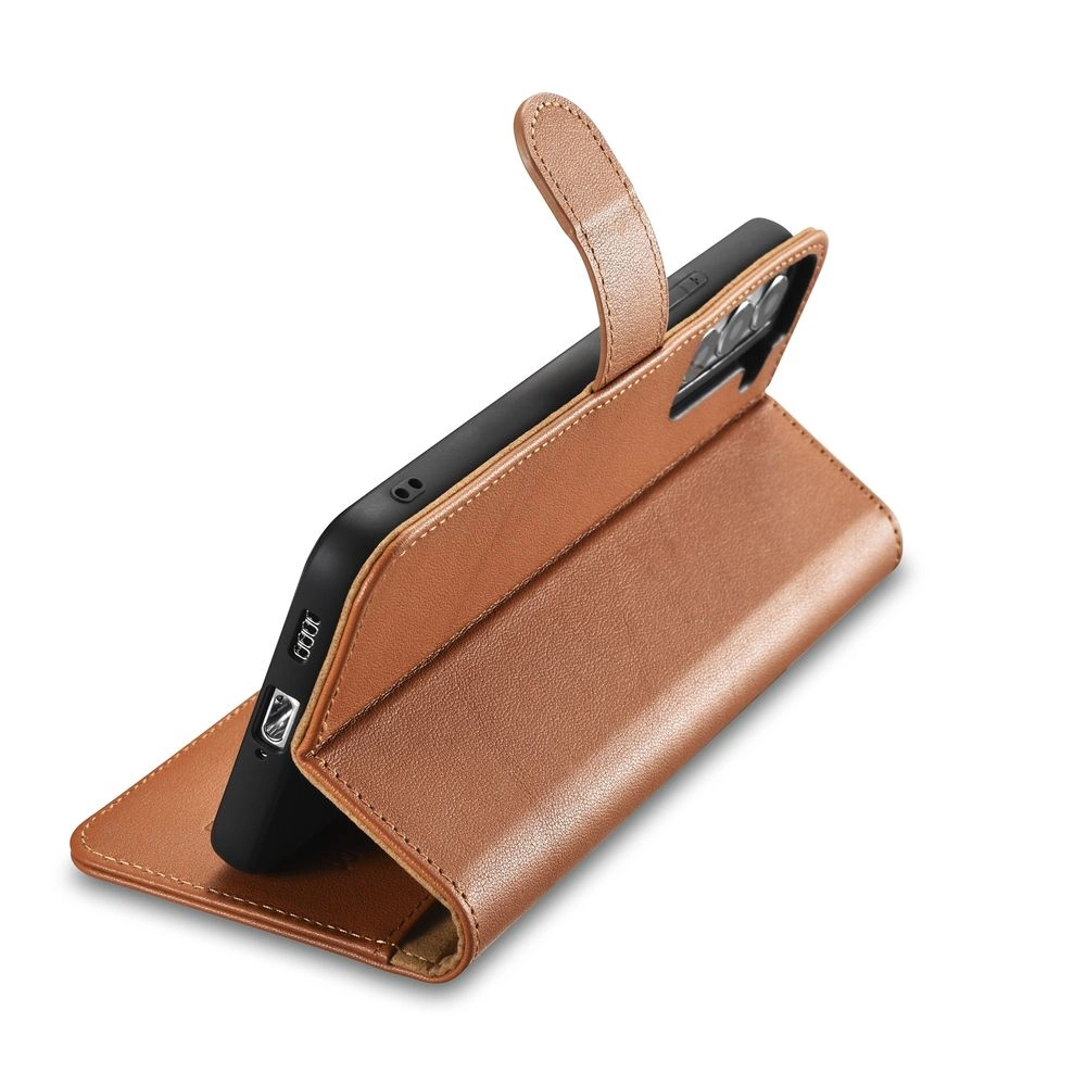 iCarer Haitang Leather Wallet Case Leather Case for Samsung Galaxy S22 + (S22 Plus) Wallet Housing Cover Brown (AKSM05BN)eng