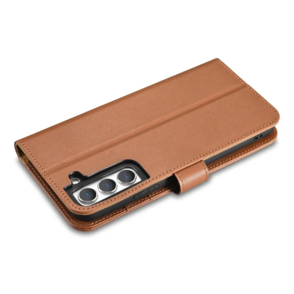 iCarer Haitang Leather Wallet Case Leather Case for Samsung Galaxy S22 + (S22 Plus) Wallet Housing Cover Brown (AKSM05BN)eng