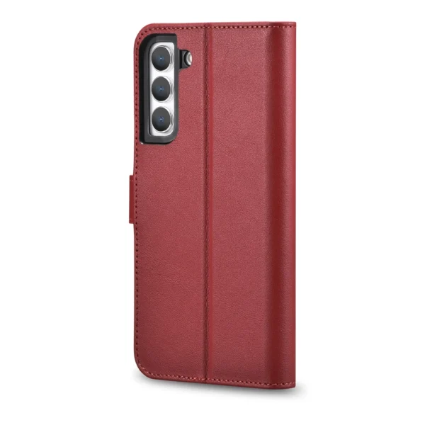 iCarer Haitang Leather Wallet Case Leather Case for Samsung Galaxy S22 + (S22 Plus) Wallet Housing Cover Red (AKSM05RD)eng