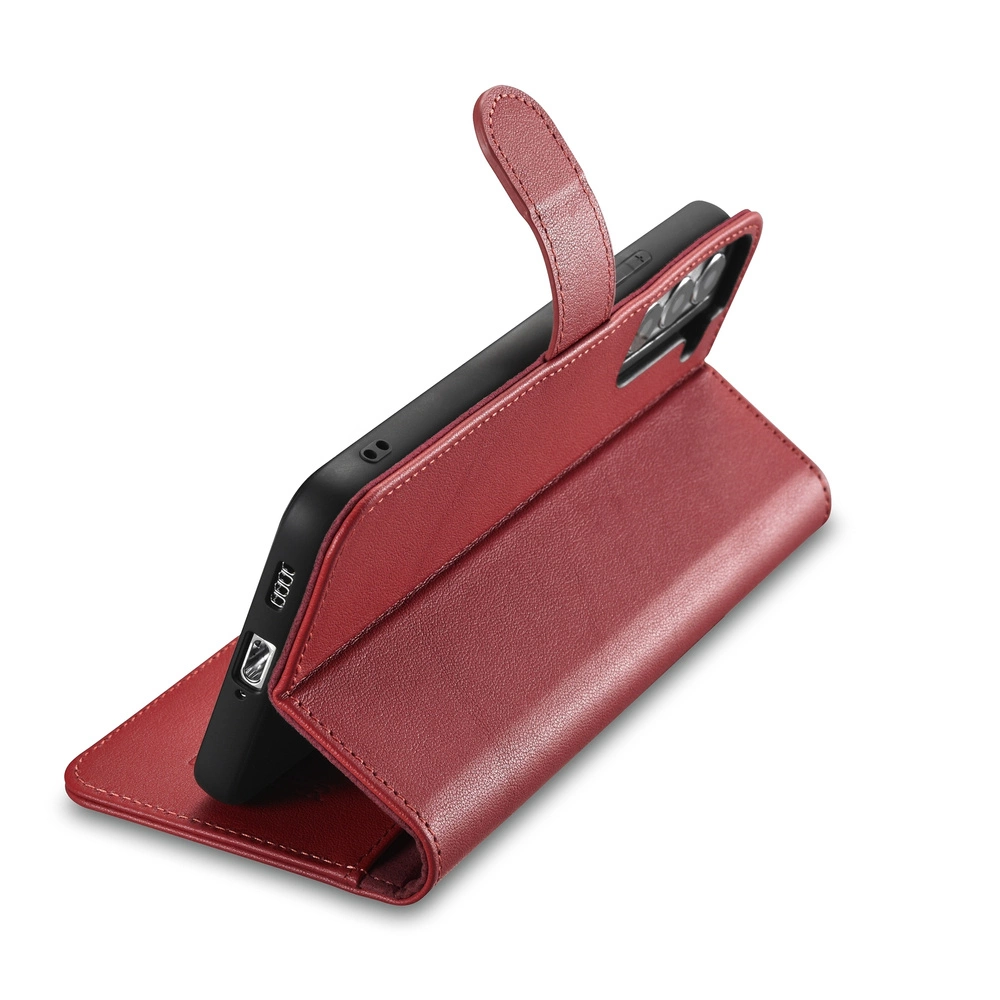 iCarer Haitang Leather Wallet Case Leather Case for Samsung Galaxy S22 + (S22 Plus) Wallet Housing Cover Red (AKSM05RD)eng