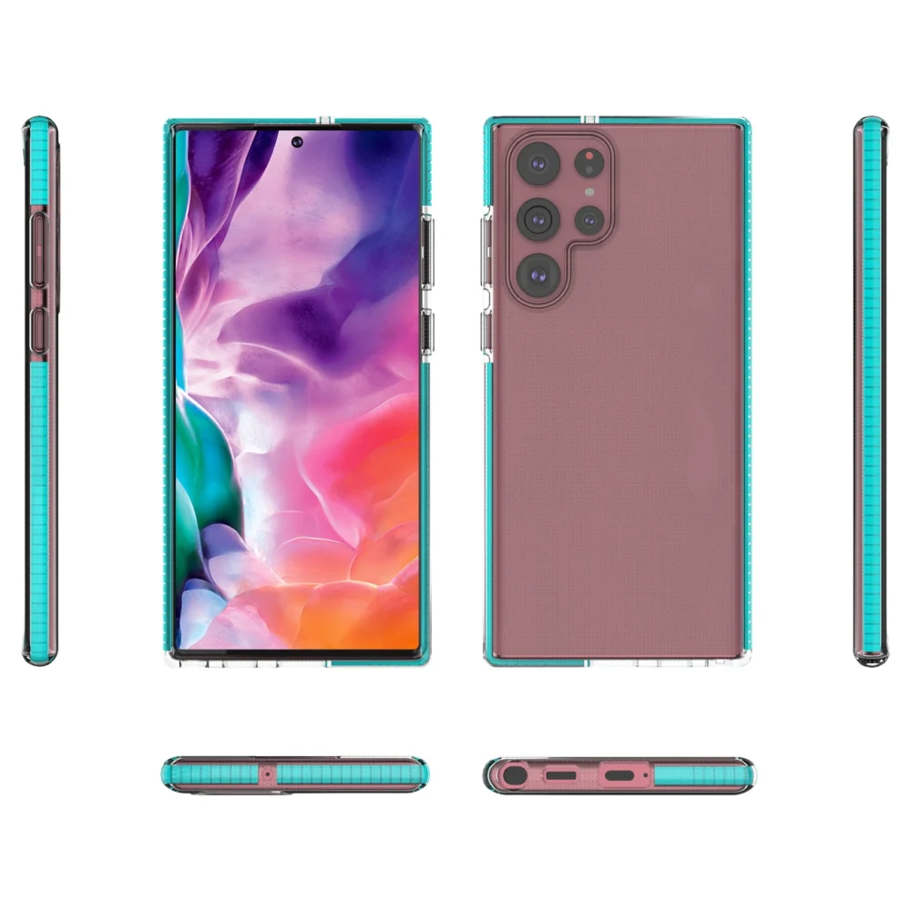 Spring Case cover gel cover with colored frame for Samsung Galaxy S22 Ultra light pinkeng