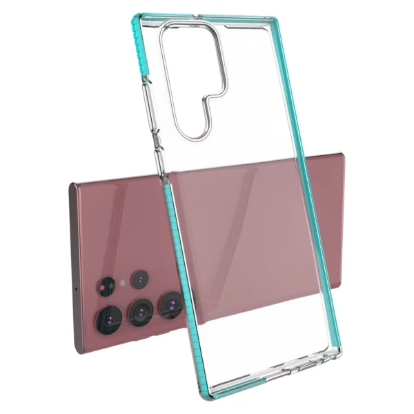 Spring Case cover gel cover with colored frame for Samsung Galaxy S22 Ultra light pinkeng