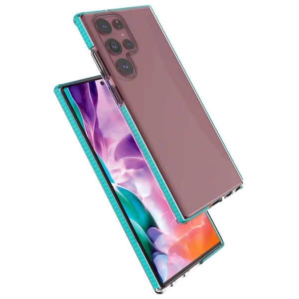 Spring Case cover gel cover with colored frame for Samsung Galaxy S22 Ultra light pinkeng