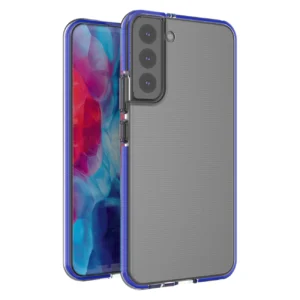 Spring Case Cover Gel Cover with Color Frame for Samsung Galaxy S22 + (S22 Plus) Dark Blueeng