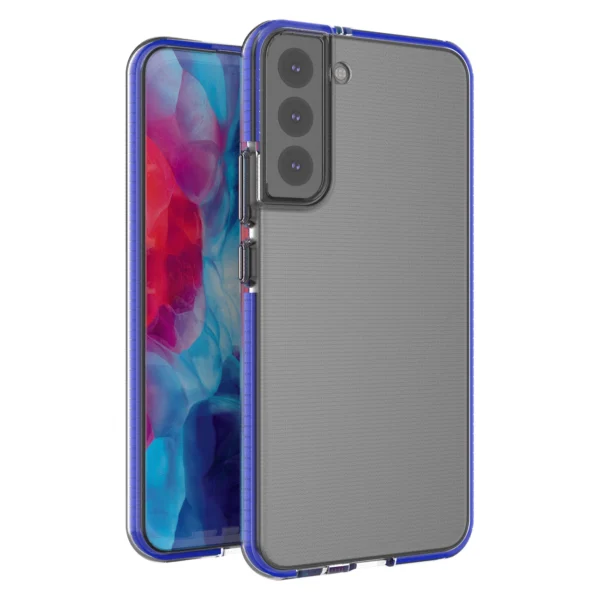 Spring Case Cover Gel Cover with Color Frame for Samsung Galaxy S22 + (S22 Plus) Dark Blueeng