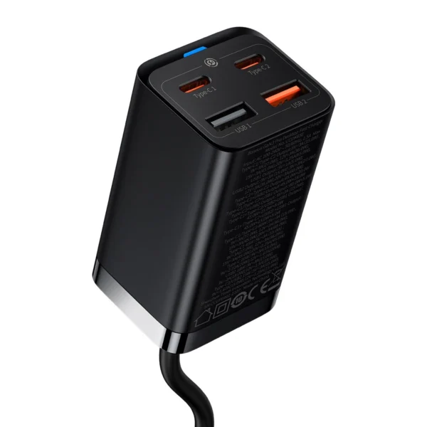 Baseus GaN3 Pro fast charger GaN 2 x USB Type C / 2 x USB 65W PD, QC4.0+, AFC, PPS + cable USB Type C - USB Type C 1m black (CCGP040101)eng