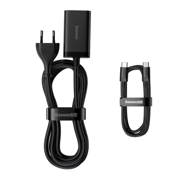 Baseus GaN3 Pro fast charger GaN 2 x USB Type C / 2 x USB 65W PD, QC4.0+, AFC, PPS + cable USB Type C - USB Type C 1m black (CCGP040101)eng
