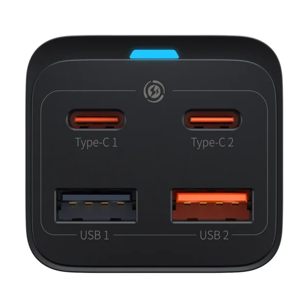 Baseus GaN3 Pro fast charger GaN 2 x USB Type C / 2 x USB 65W PD, QC4.0+, AFC, PPS + cable USB Type C - USB Type C 1m black (CCGP040101)eng