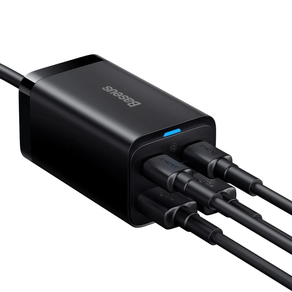 Baseus GaN3 Pro fast charger GaN 2 x USB Type C / 2 x USB 65W PD, QC4.0+, AFC, PPS + cable USB Type C - USB Type C 1m black (CCGP040101)eng