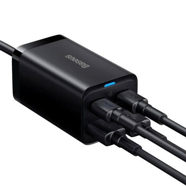Baseus GaN3 Pro fast charger GaN 2 x USB Type C / 2 x USB 65W PD, QC4.0+, AFC, PPS + cable USB Type C - USB Type C 1m black (CCGP040101)eng