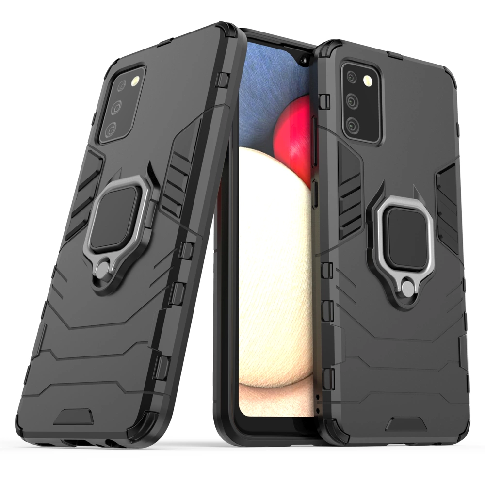 Ring Armor tough hybrid case cover + magnetic holder for Samsung Galaxy A03s (166.5) blackeng