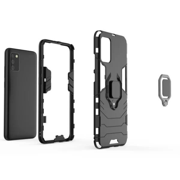 Ring Armor tough hybrid case cover + magnetic holder for Samsung Galaxy A03s (166.5) blackeng