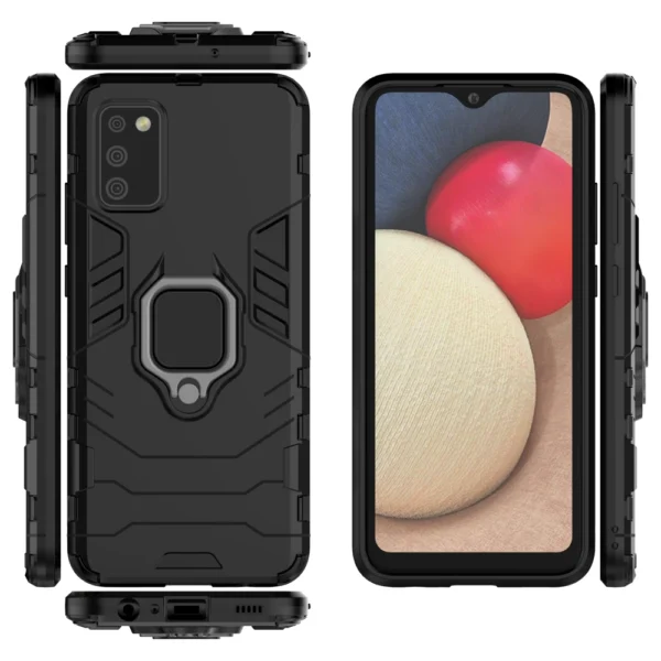 Ring Armor tough hybrid case cover + magnetic holder for Samsung Galaxy A03s (166.5) blackeng