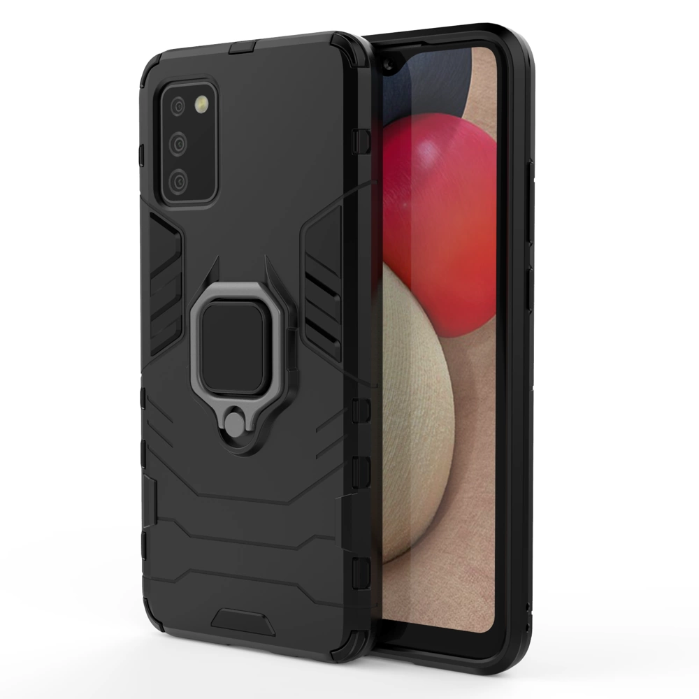 Ring Armor tough hybrid case cover + magnetic holder for Samsung Galaxy A03s (166.5) blackeng