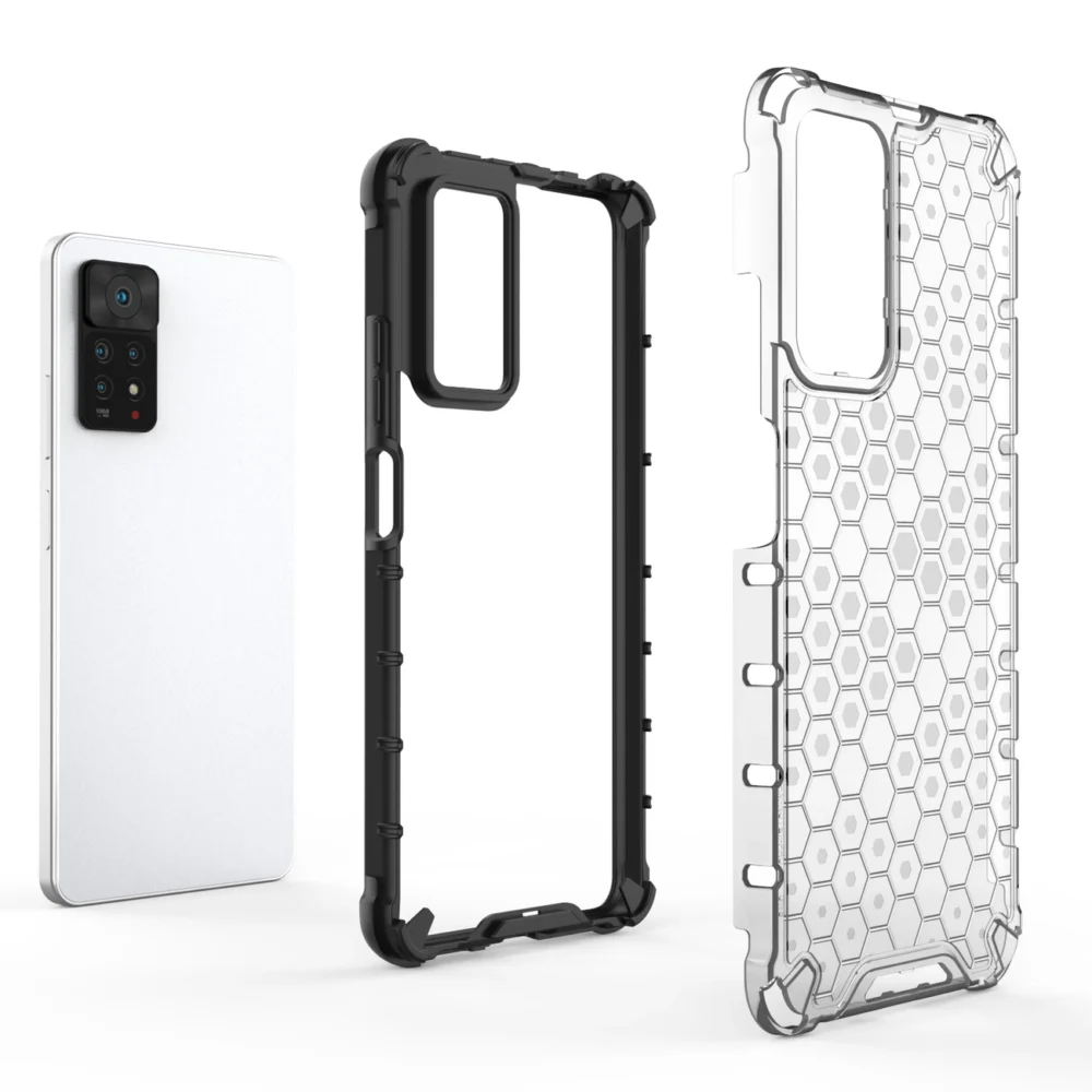 Honeycomb case armored cover with a gel frame for Xiaomi Redmi Note 11 Pro + / 11 Pro blackeng