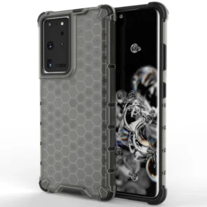 Honeycomb case armored cover with a gel frame for Samsung Galaxy S22 Ultra blackeng