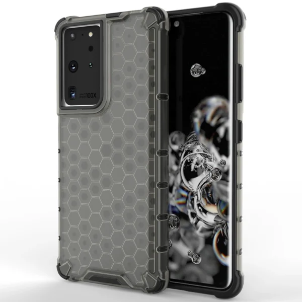 Honeycomb case armored cover with a gel frame for Samsung Galaxy S22 Ultra blackeng