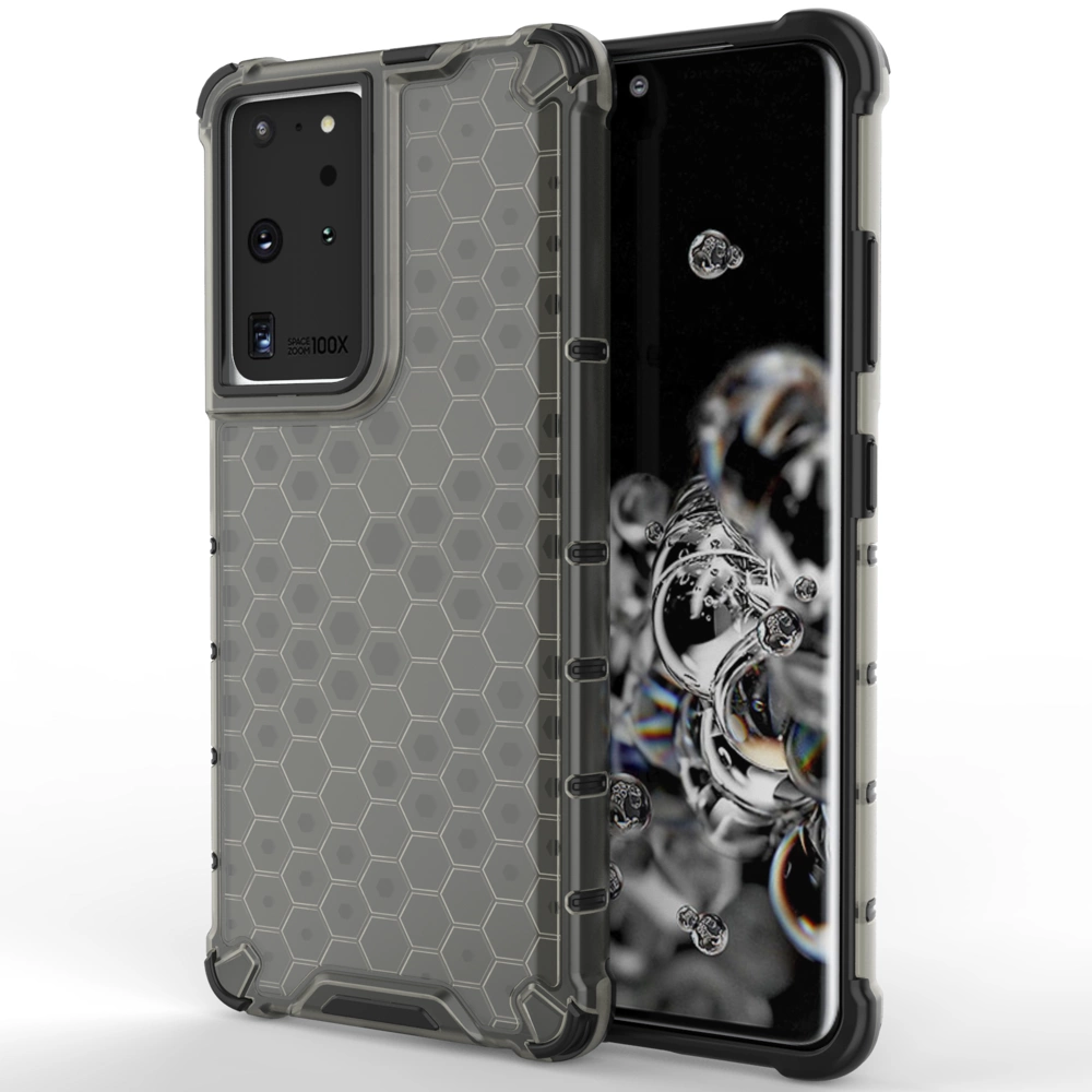 Honeycomb case armored cover with a gel frame for Samsung Galaxy S22 Ultra blackeng
