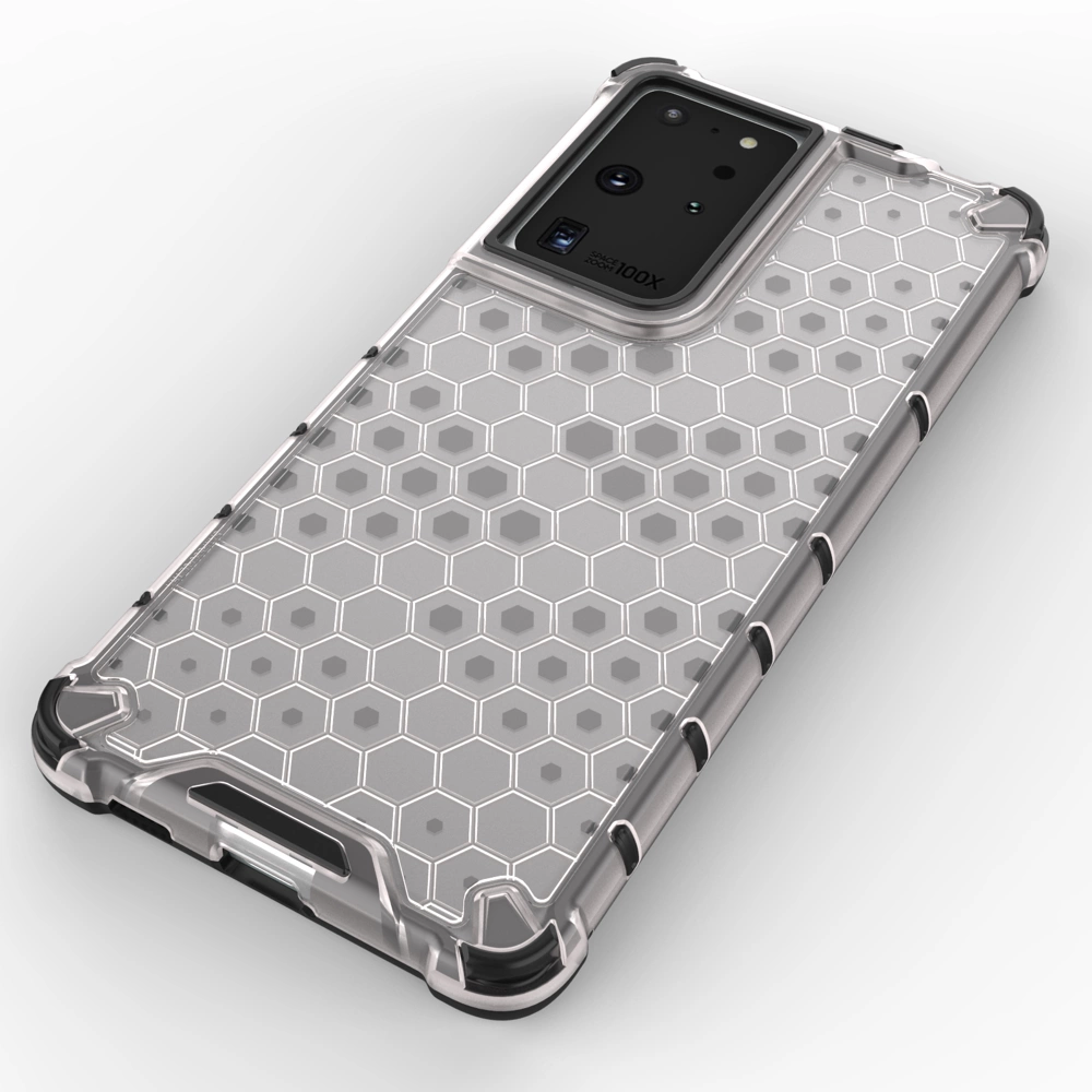 Honeycomb case armored cover with a gel frame for Samsung Galaxy S22 Ultra blackeng