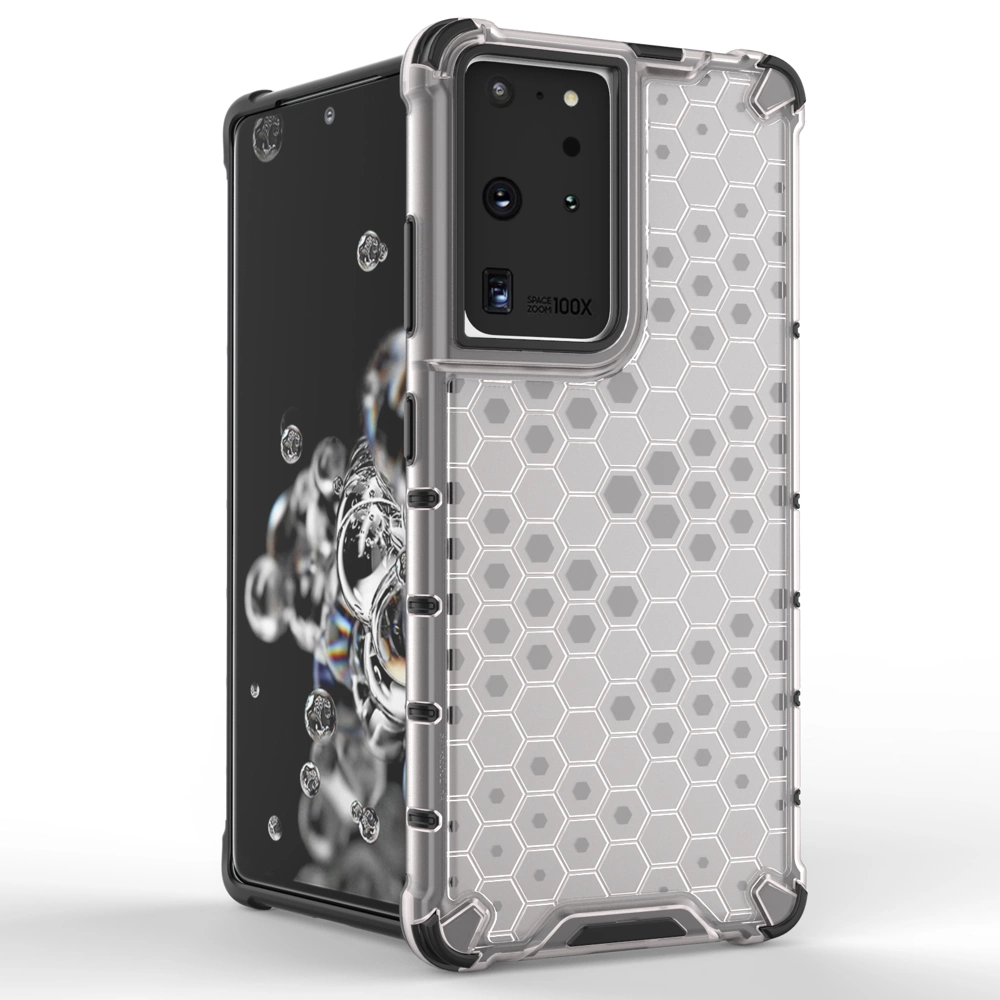 Honeycomb case armored cover with a gel frame for Samsung Galaxy S22 Ultra blueeng
