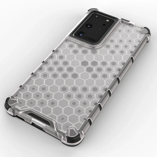 Honeycomb case armored cover with a gel frame for Samsung Galaxy S22 Ultra blueeng