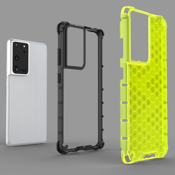 Honeycomb case armored cover with a gel frame for Samsung Galaxy S22 Ultra blueeng
