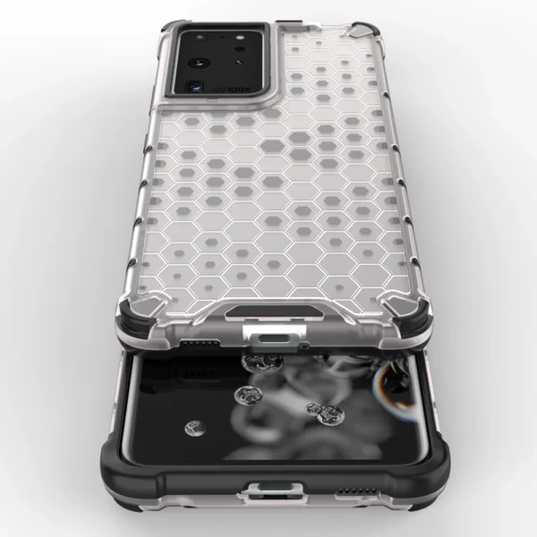 Honeycomb case armored cover with a gel frame for Samsung Galaxy S22 Ultra blueeng