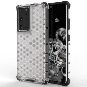Honeycomb case armored cover with a gel frame for Samsung Galaxy S22 Ultra transparenteng
