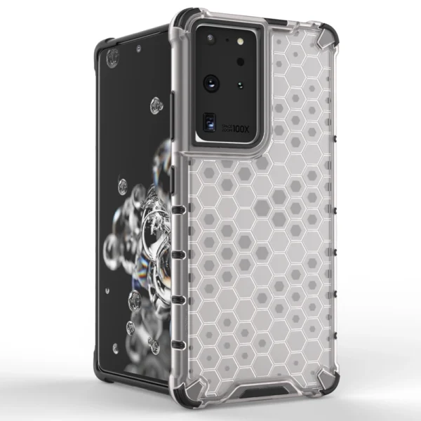 Honeycomb case armored cover with a gel frame for Samsung Galaxy S22 Ultra transparenteng