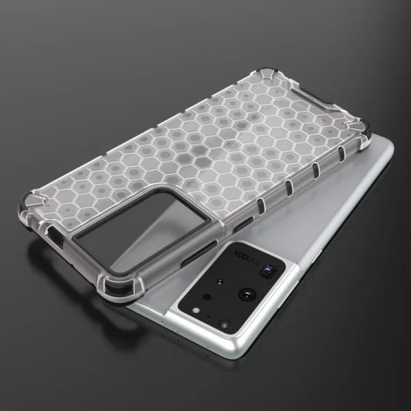 Honeycomb case armored cover with a gel frame for Samsung Galaxy S22 Ultra transparenteng