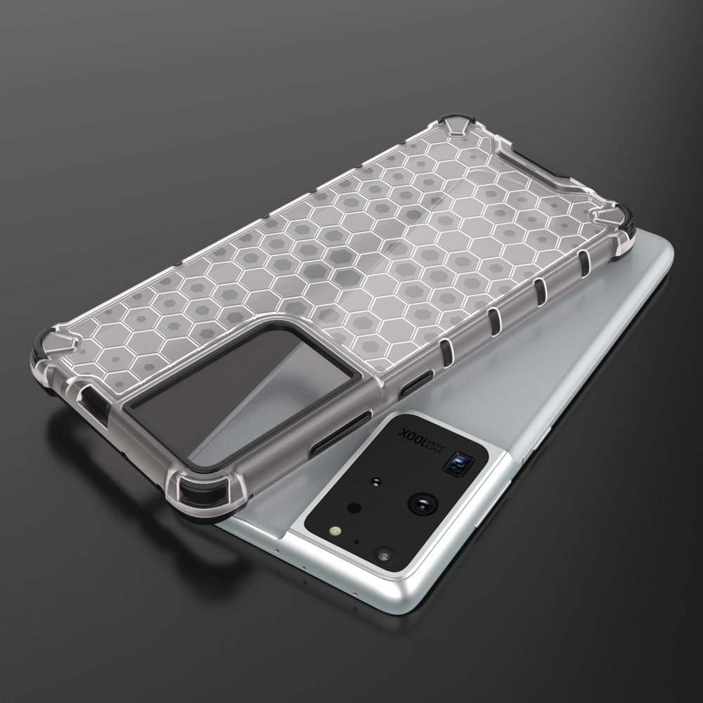 Honeycomb case armored cover with a gel frame for Samsung Galaxy S22 Ultra transparenteng