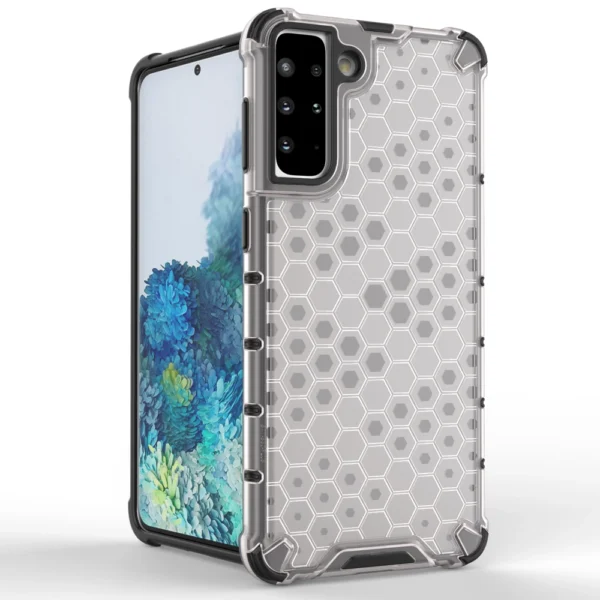 Honeycomb case armored cover with a gel frame for Samsung Galaxy S22 transparenteng