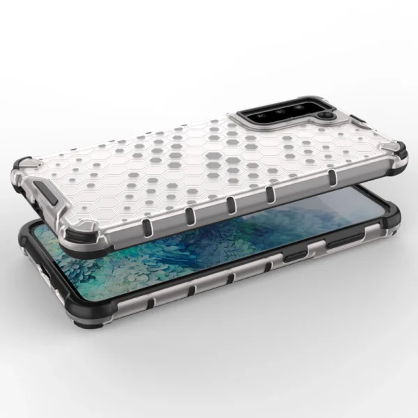 Honeycomb case armored cover with a gel frame for Samsung Galaxy S22 transparenteng