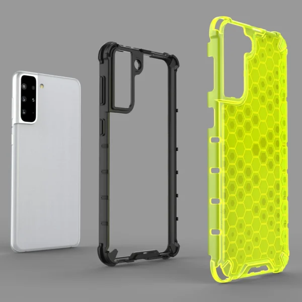 Honeycomb case armored cover with a gel frame for Samsung Galaxy S22 transparenteng