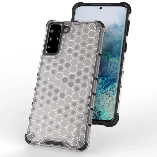 Honeycomb case armored cover with a gel frame for Samsung Galaxy S22 transparenteng