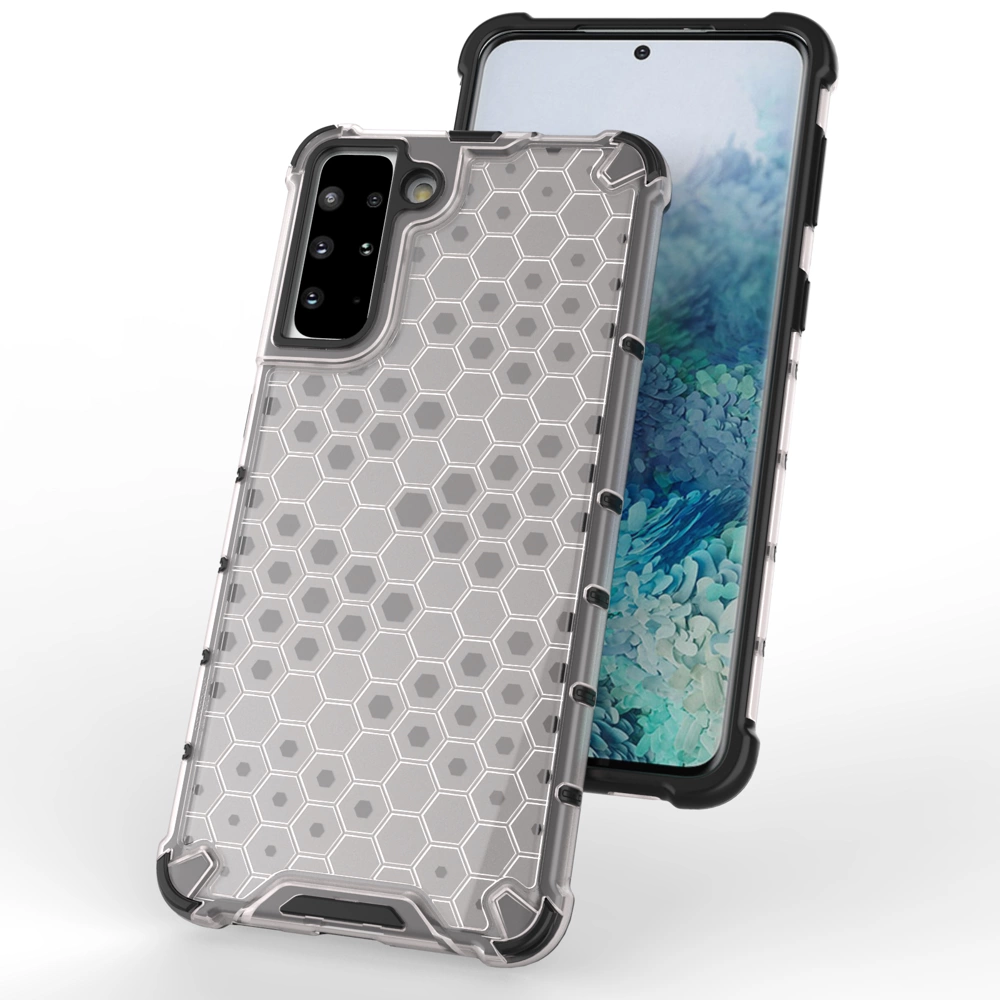 Honeycomb case armored cover with a gel frame for Samsung Galaxy S22 transparenteng