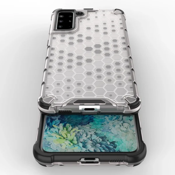 Honeycomb case armored cover with a gel frame for Samsung Galaxy S22 transparenteng