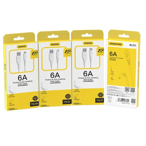 Dudao cable USB - USB Type C 6A cable 1 m white (TGL3T)eng