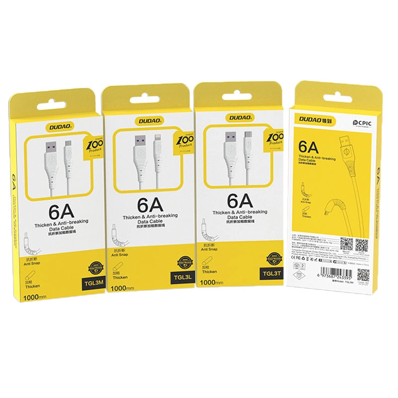Dudao cable USB - USB Type C 6A cable 1 m white (TGL3T)eng