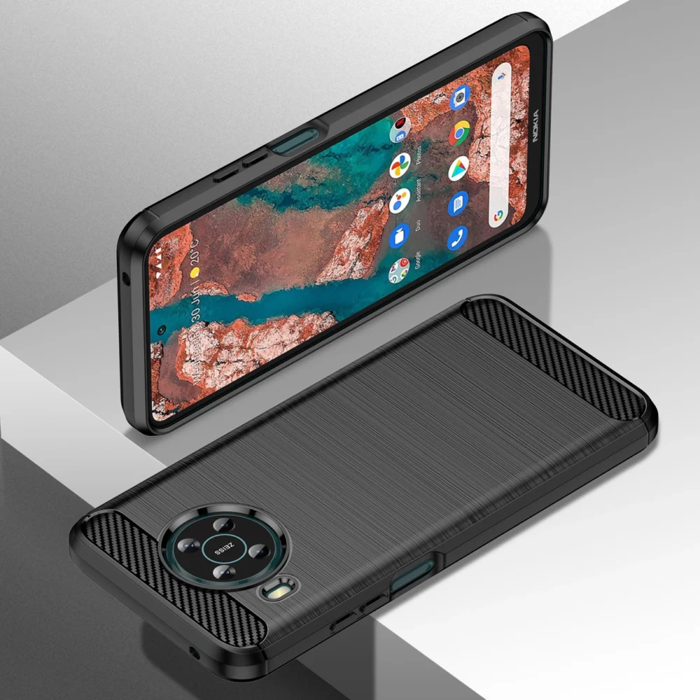 89200_6 Carbon Case Flexible cover for Nokia X100 blackeng